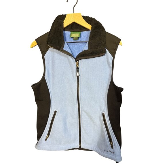 L.L. Bean Womens Fleece-Lined Vest Medium Reg Black & Blue Polyester/Nylon/Spand - Picture 1 of 5